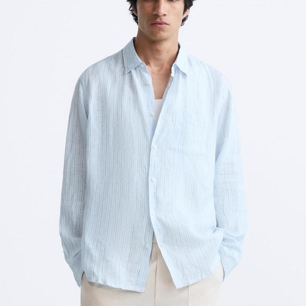 Zara Men’s 100% Linen Stripe Shirt